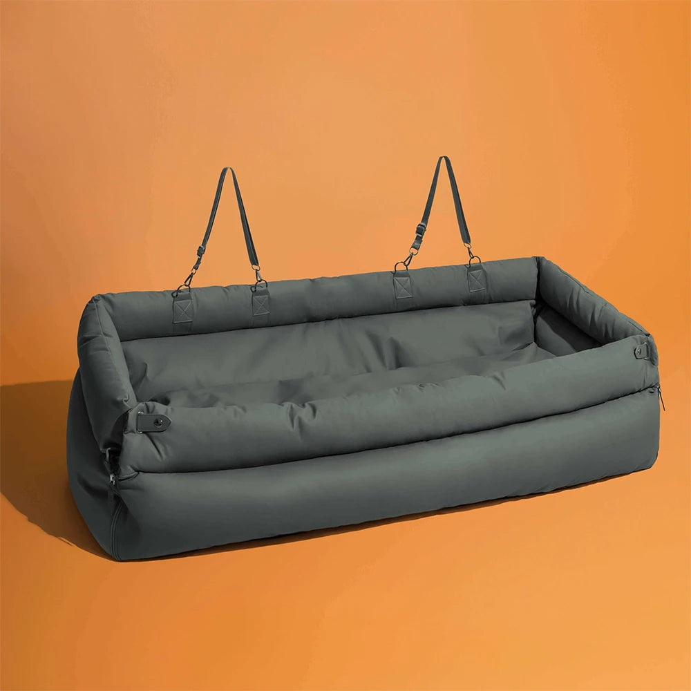 Canova LuxeRide™ Faux Leather Pet Travel Bed & Convertible Booster Seat