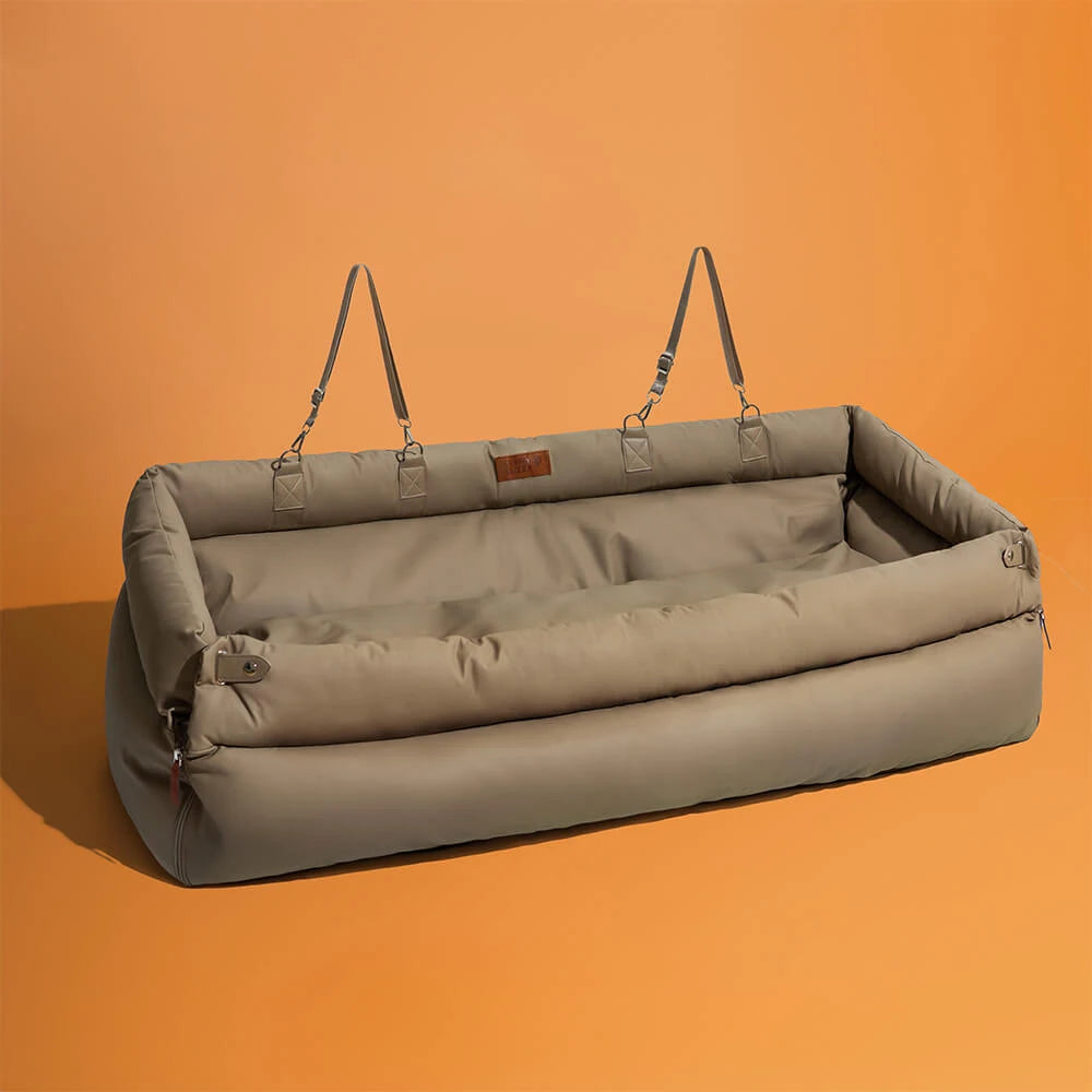 Canova LuxeRide™ Faux Leather Pet Travel Bed & Convertible Booster Seat