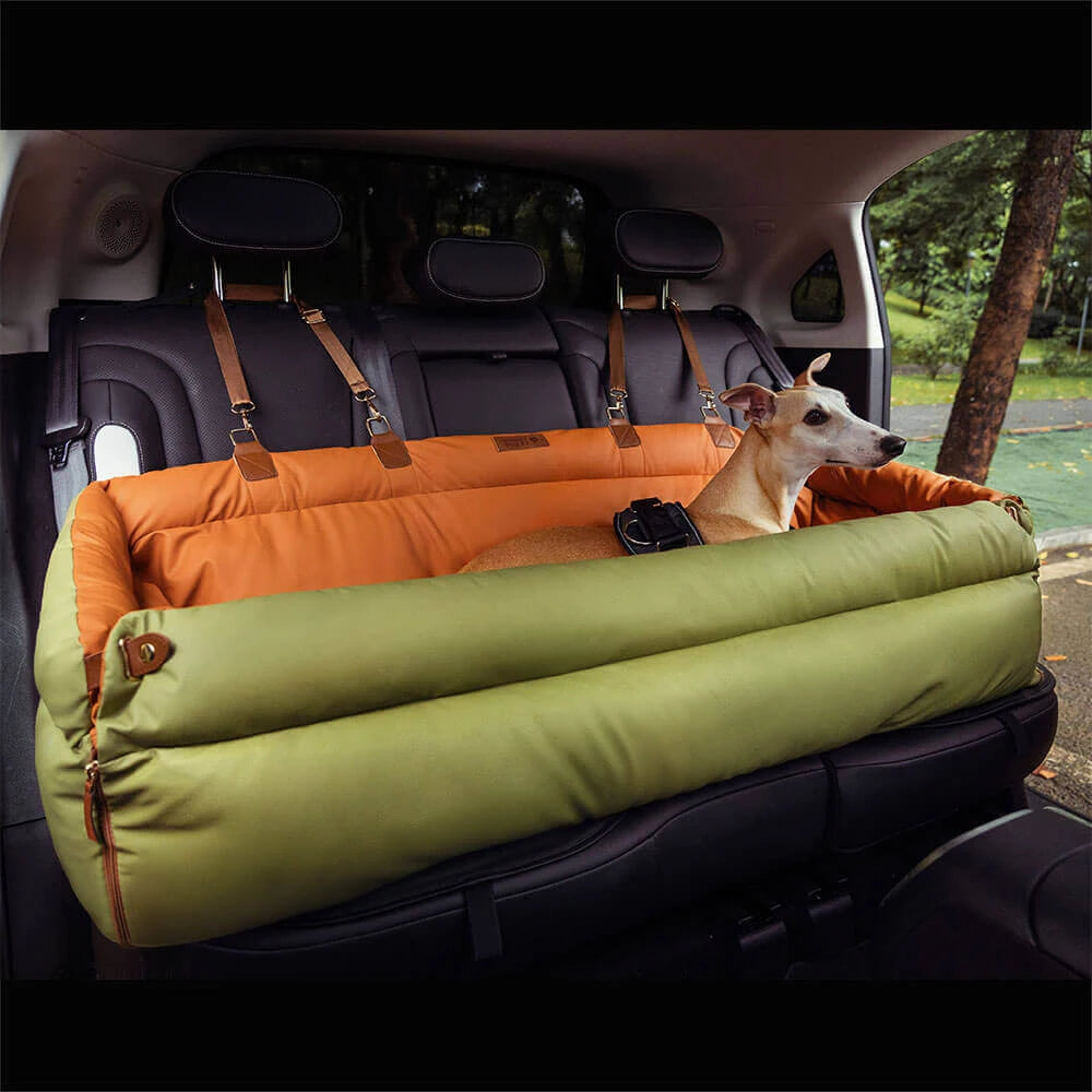 Canova LuxeRide™ Faux Leather Pet Travel Bed & Convertible Booster Seat