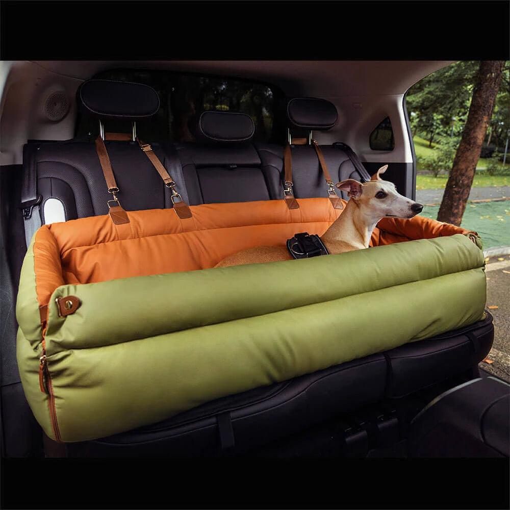 Canova LuxeRide™ Faux Leather Pet Travel Bed & Convertible Booster Seat