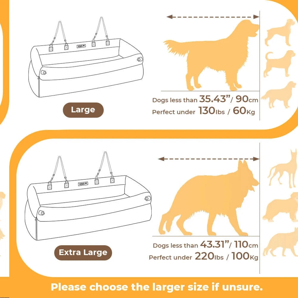 Canova LuxeRide™ Faux Leather Pet Travel Bed & Convertible Booster Seat